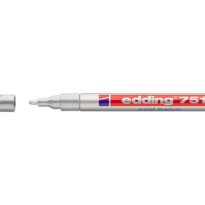 Edding 751 Rotulador Permanente - Punta Redonda - Trazo entre 1 y 2 mm. - Tinta Opaca - Secado Rapido - Color Plata 1