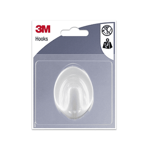3M Gancho Adhesivo Ovalado - Grande - Soporta hasta 1.2kg - Color Blanco