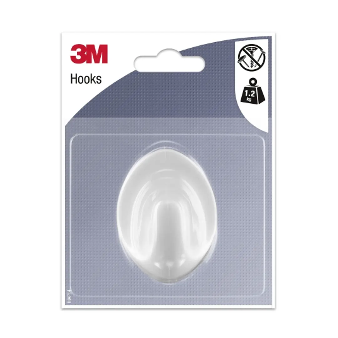 3M Gancho Adhesivo Ovalado - Grande - Soporta hasta 1.2kg - Color Blanco 1