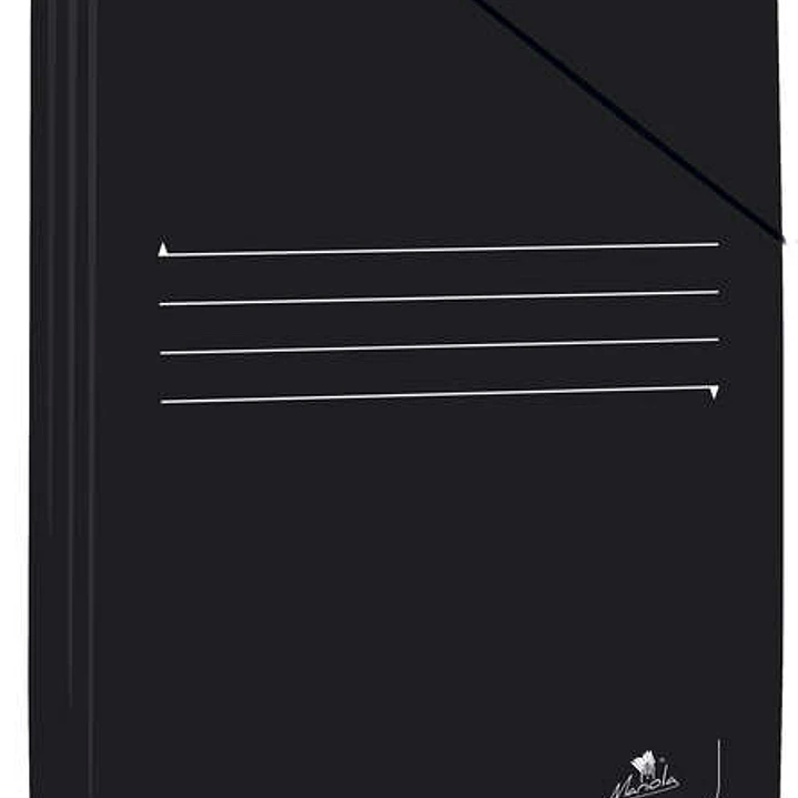 Mariola Carpeta de Carton Plastificado Folio 500gr/m2 - Medidas 34x25cm - Cierre con Goma Elastica - Color Negro 1
