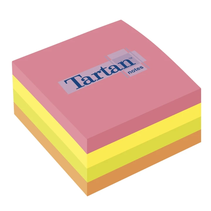 Tartan Cubo de 400 Notas Adhesivas Reposicionables - Colores Neon - 76x76mm - 100% PEFC - Colores Surtidos 1