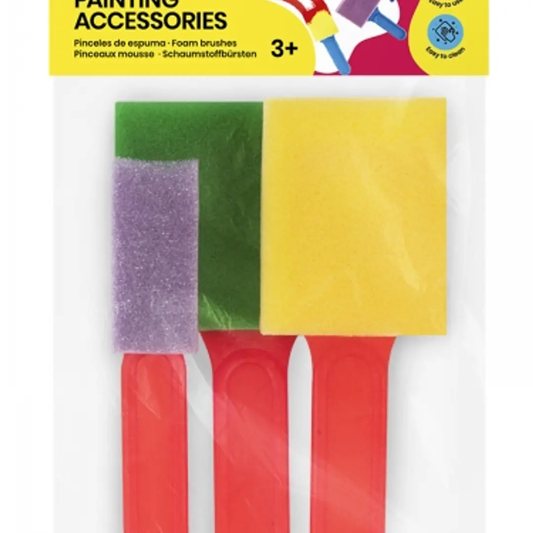 Jovi Painting Accessories Pack de 3 Pinceles de Espuma - Tamaños Diferentes - Especiales para Pintura de Dedos - Faciles de Limpiar con Agua y Jabon - 1