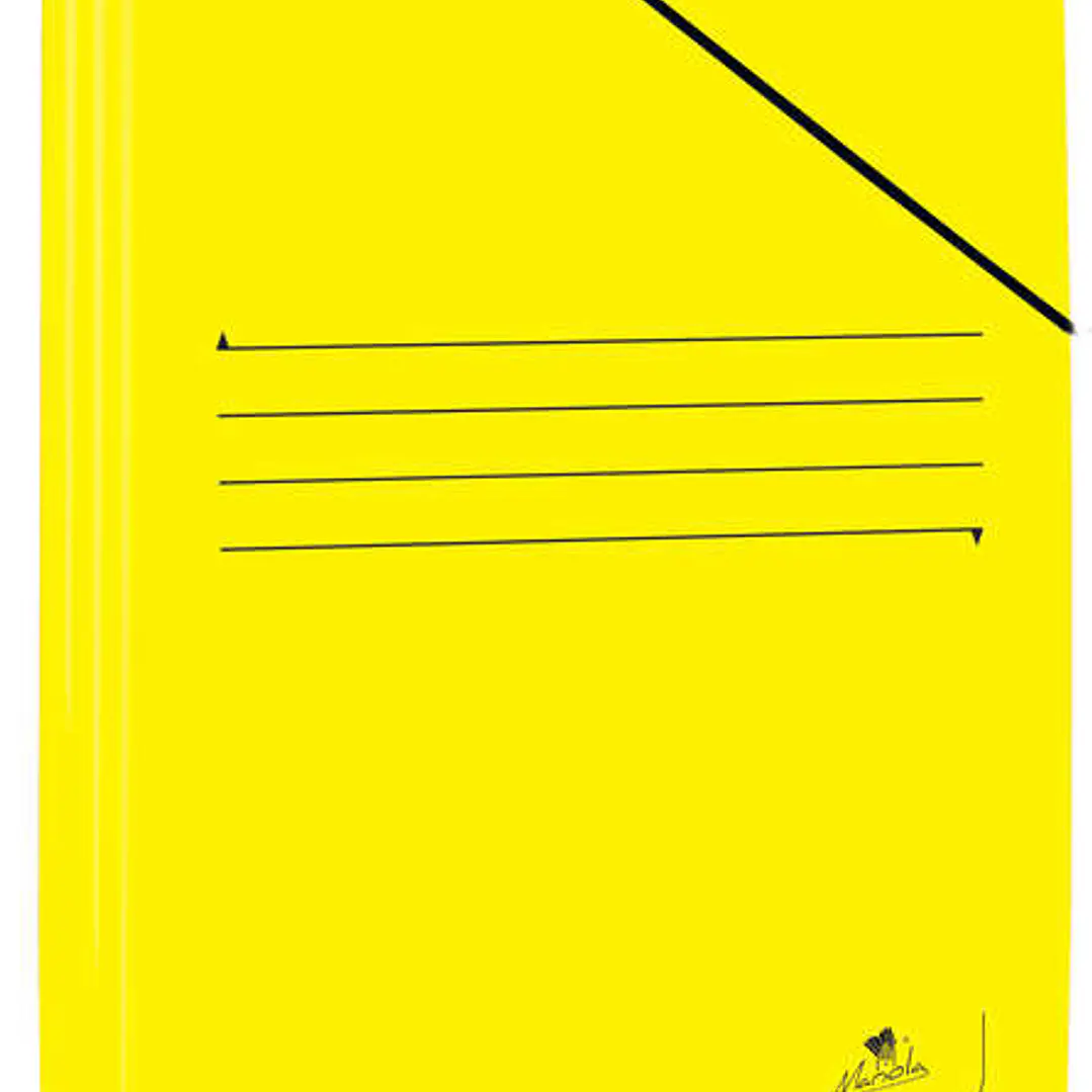 Mariola Carpeta de Carton Plastificado Folio 500gr/m2 - Medidas 34x25cm - Cierre con Goma Elastica - Color Amarillo 1