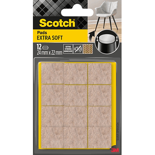 Scotch Pack de 12 Almohadillas de Fieltro Adhesivas - Extra Suaves - 24  x 22mm - Color Beige