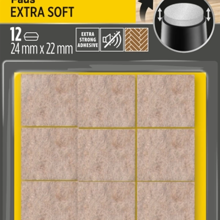 Scotch Pack de 12 Almohadillas de Fieltro Adhesivas - Extra Suaves - 24  x 22mm - Color Beige 1