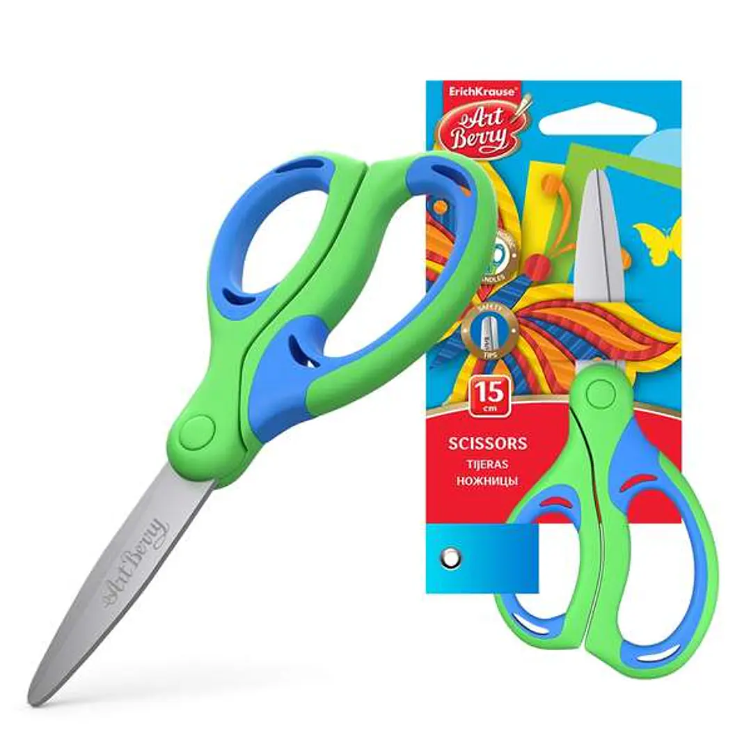 Erichkrause Artberry Combi Tijeras - Cuchillas de Acero Inoxidable - Extremos Redondeados - Resistente a La Corrosion - Mangos Ergonomicos - Color Var 1