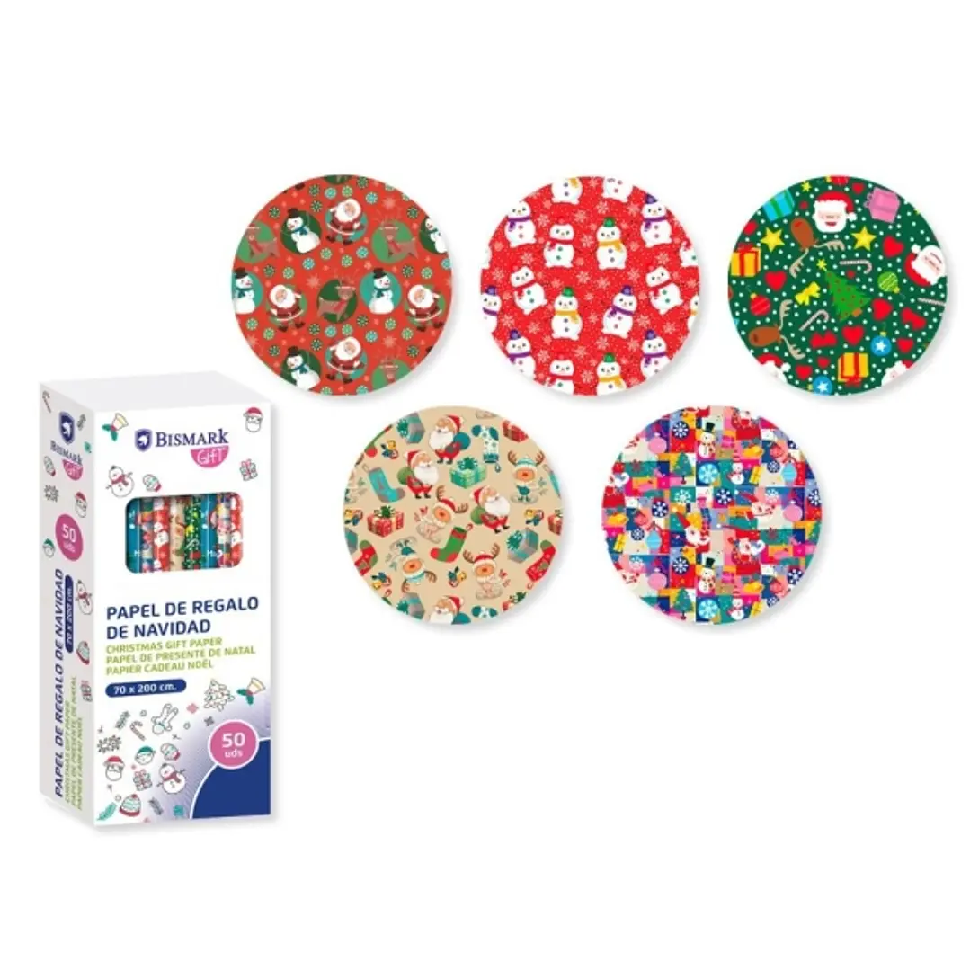Bismark Navidad Colors Rollo de Papel Regalo - Medidas 70cmx200cm - 5 Diseños Diferentes 1