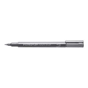 Staedtler Metallic Brush Rotulador Punta Pincel - Trazo 1 - 6mm Aprox - Tinta Base de Agua - Color Plata