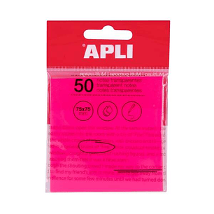 Apli Notas Adhesivas Transparentes Bloc 50 Hojas 75x75mm - Para Anotar sin Perder la Visibilidad del Texto o la Imagen - Resistentes al Agua - Color R