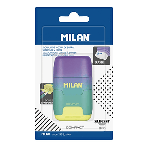 Milan Compact Sunset Afilaborra - Cuchilla de Acero de Seguridad - Doble Agujero para Normal y Maxi - Color Turquesa