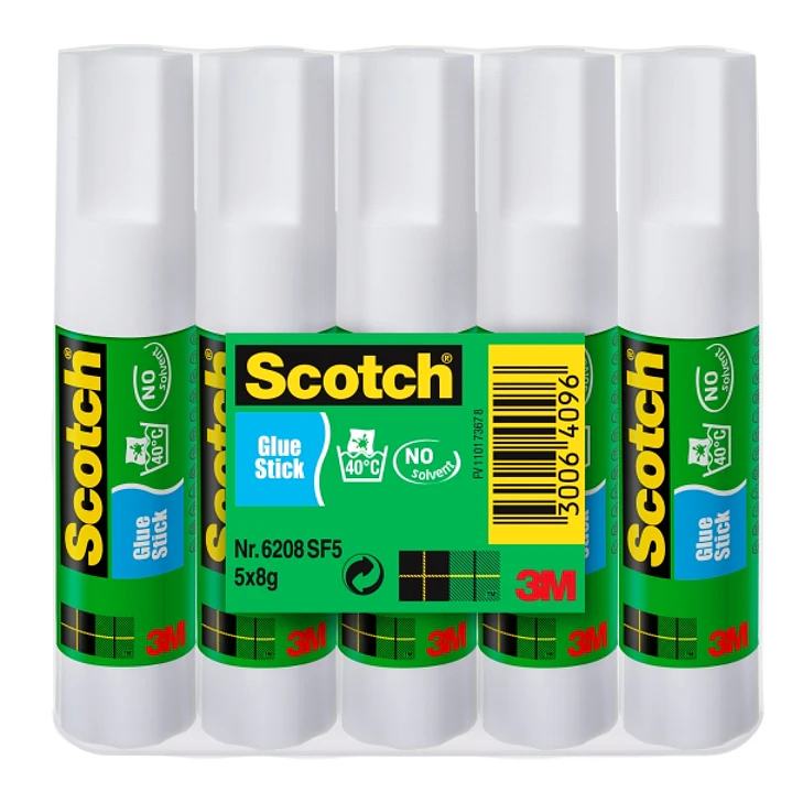Scotch Pack de 5 Pegamentos en Barra Adhesivo Solido - 8gr por Unidad - Color Transparente 1