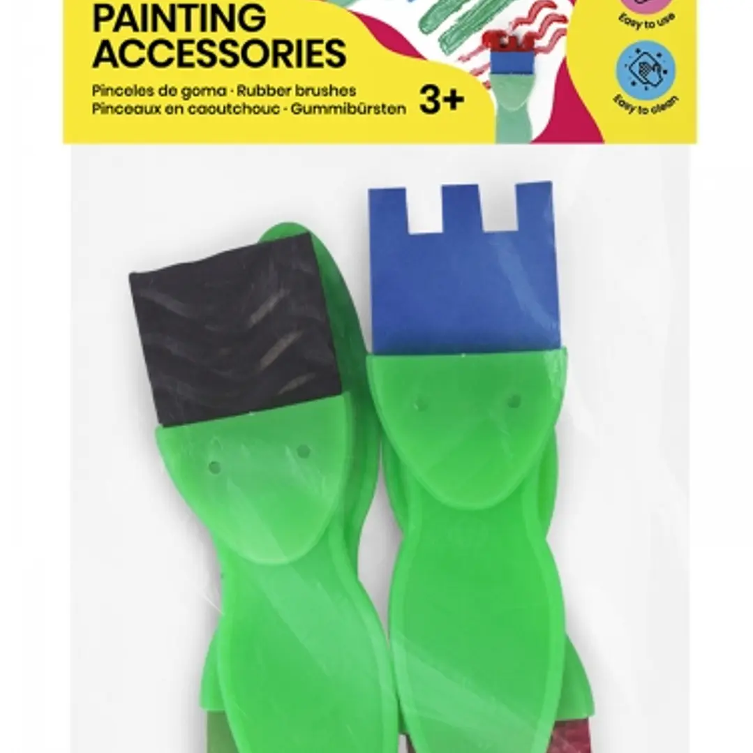 Jovi Bolsa Colgable con 4 Pinceles de Goma Estampados Diversos - Formas Variadas - Especial para Pintura de Dedos - Facil Limpieza con Agua y Jabon -  1