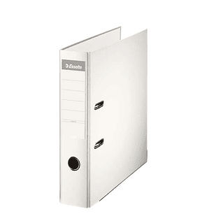 Esselte Archivador de Palanca Formato A4 - Lomo 75mm - Tarjetero en Lomo - Capacidad para 500 Hojas - Color Blanco