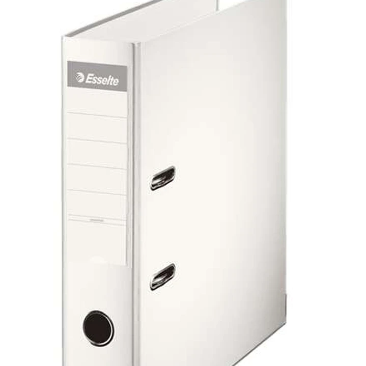 Esselte Archivador de Palanca Formato A4 - Lomo 75mm - Tarjetero en Lomo - Capacidad para 500 Hojas - Color Blanco 1