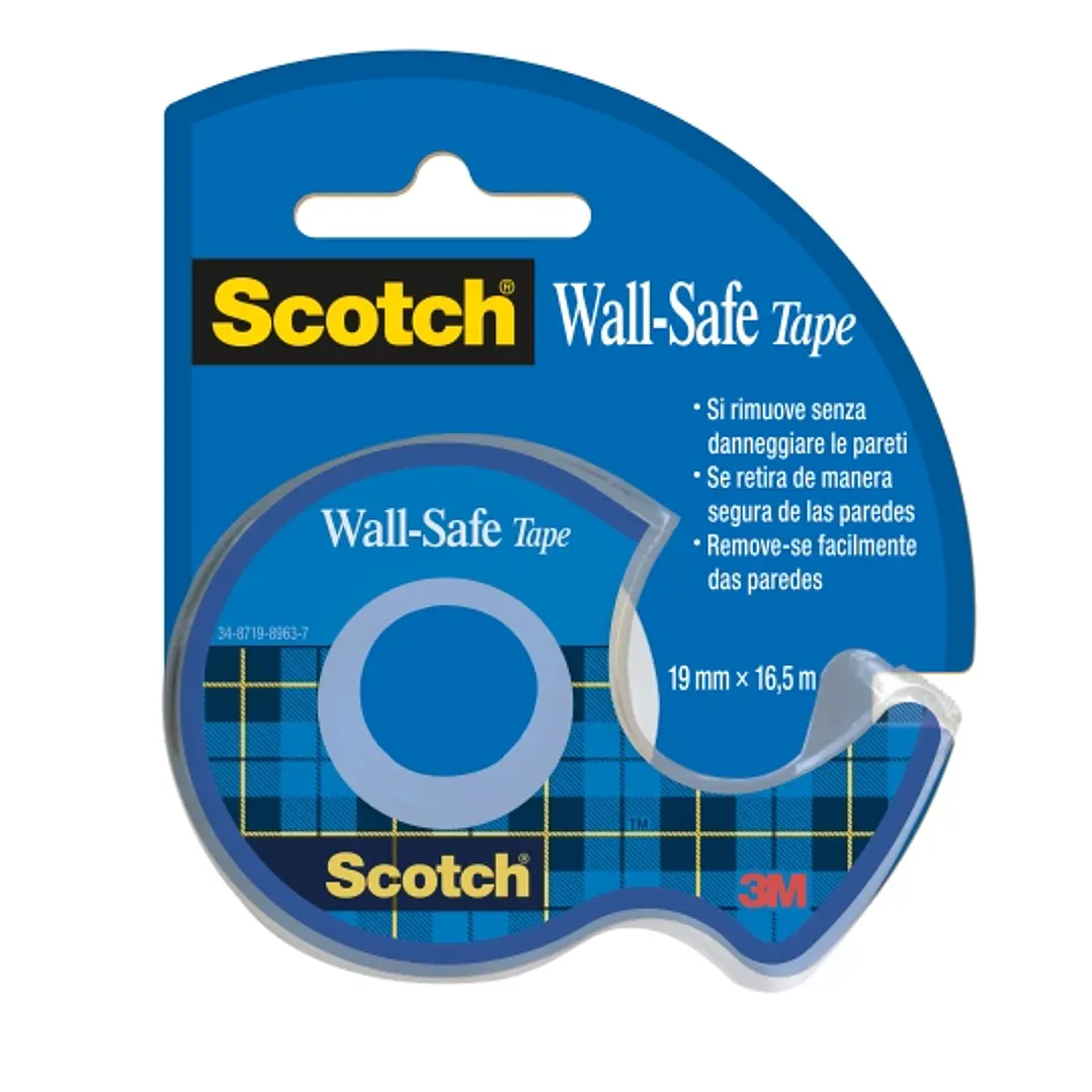 Scotch Cinta Adhesiva para Paredes - 19mm x 16.5m - Incluye Dispensador - Color Transparente 1