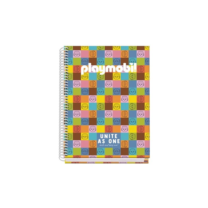 Dohe Playmobil Unite As One Cuaderno Espiral A5 100 Hojas Cuadricula 5mm - Tapa Dura Impresa a todo Color y Plastificada en Brillo - Bandas de Color 1