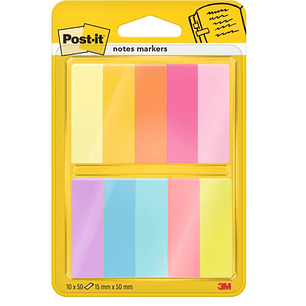 Post-It Pack de 10 Blocs de 50 Marcadores Reposicionables - Forma Rectangular - Colores Surtidos