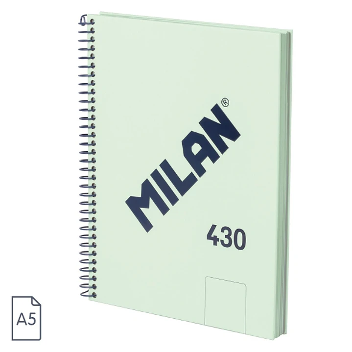 Milan 430 Since 1918 Cuaderno A5 con Espiral - Hojas Blancas - 80 Hojas de 95g - Tapa Dura - Color Menta 1