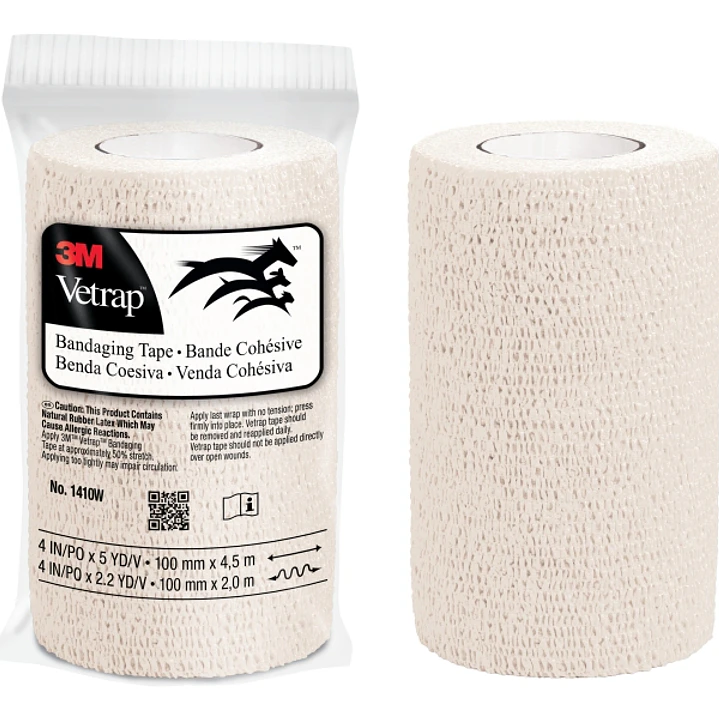 3M Vetrap Venda Cohesiva - 10cm x 4.5m - Flexible - Transpirable - Autoadhesiva - Color Blanco 1