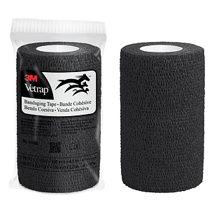 3M Vetrap Venda Cohesiva - 10cm x 4.5m - Flexible - Transpirable - Autoadhesiva - Color Negro