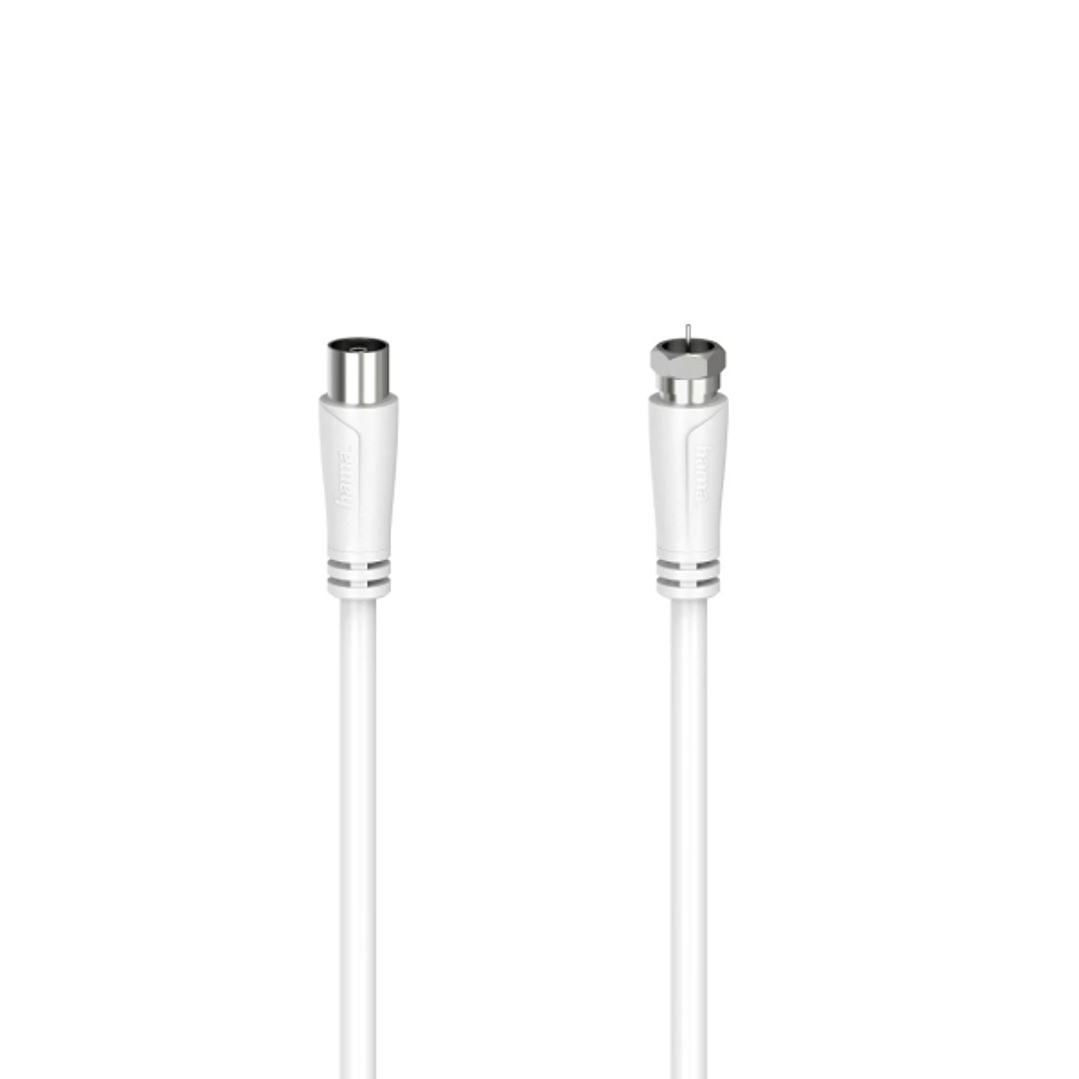 Hama Essential Cable Coaxial de Antena - Longitud 1.5m - Coaxial Hembra - Conector F Macho - Doble Blindaje - Apantallamiento 90dB - Impedancia 75Ohm  1