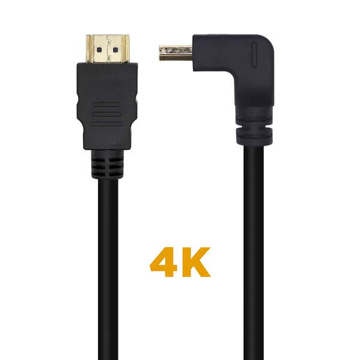 Aisens Cable HDMI V2.0 Acodado Premium Alta Velocidad / HEC 4K@60Hz 18Gbps - A/M-A/M - 2.0M - Color Negro 1