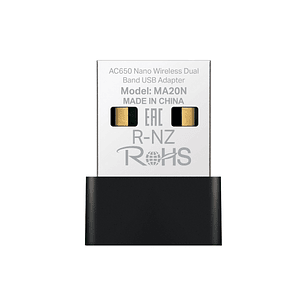 Mercusys MA20N Adaptador USB WiFi Doble Banda AC650 - Hasta 433Mbps 5GHZ, Hasta 200Mbps 2.4GHz - Color Negro