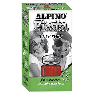 Alpino Fiesta Face Stick Pack con 6 Barritas de Pintura Facial - Sistema Retractil Giratorio - Se Lava con Agua - Testado Dermatologicamente - Color R