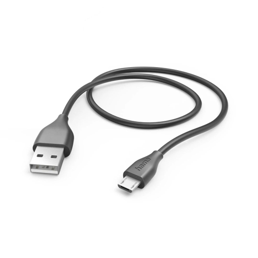 Hama Cable USB - USB-A Macho - Micro-USB Macho - Longitud 1m - Velocidad hasta 480Mbps - Niquelado - Color Negro 1