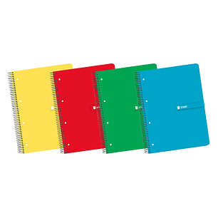 Enri A4+ Europeanbook - Tapa Dura Resistente - Espiral de Alta Calidad - 120 Hojas de Papel Cuadriculado 5x5 - Colores Surtidos