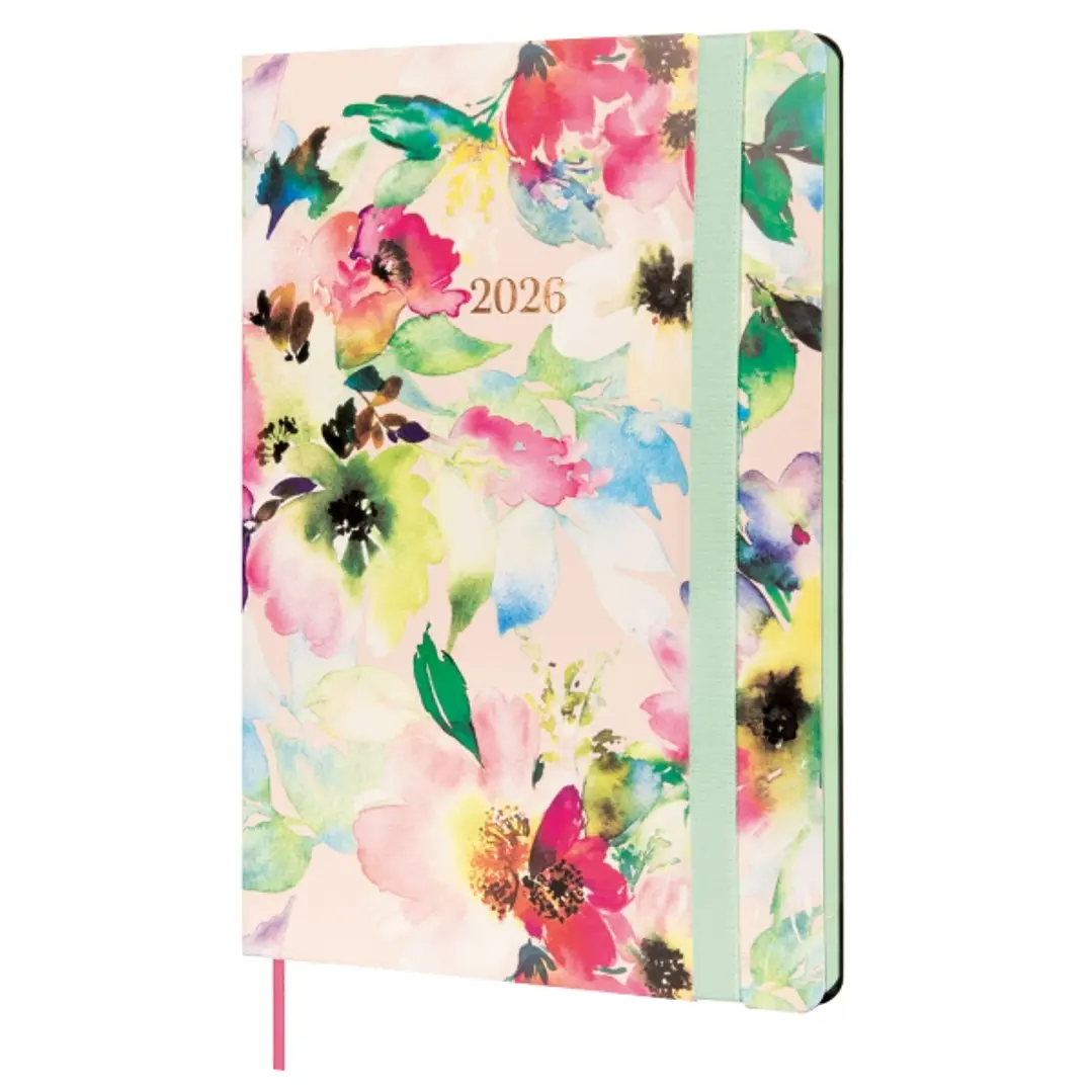 Finocam Flexi Joy Agenda en Catalan - Anual 2026 - Tapa Blanda - Formato FA5 - 151x13x214mm - Semana Vista en Vertical - Tematica de Flores 1