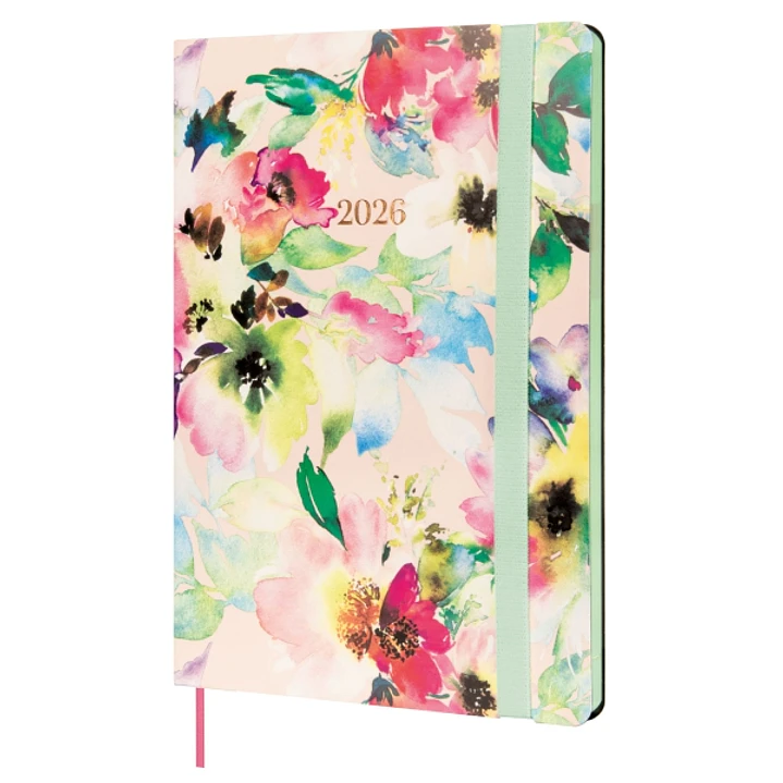 Finocam Flexi Joy Agenda en Catalan - Anual 2026 - Tapa Blanda - Formato FA5 - 151x13x214mm - Semana Vista en Vertical - Tematica de Flores 1