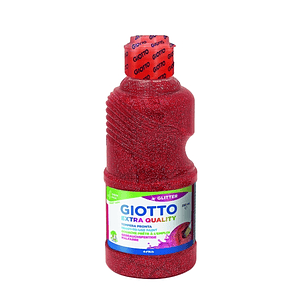 Giotto Extra Quality Glitter Tempera - 250ml - Lispa para el Uso - Botella Bio Pet - Color Rojo