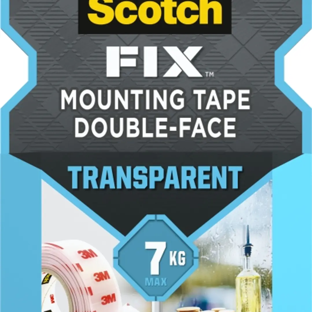 Scotch-Fix Cinta de Montaje de Doble Cara Transparente - 19mm x 1.5m - Color Transparente 1