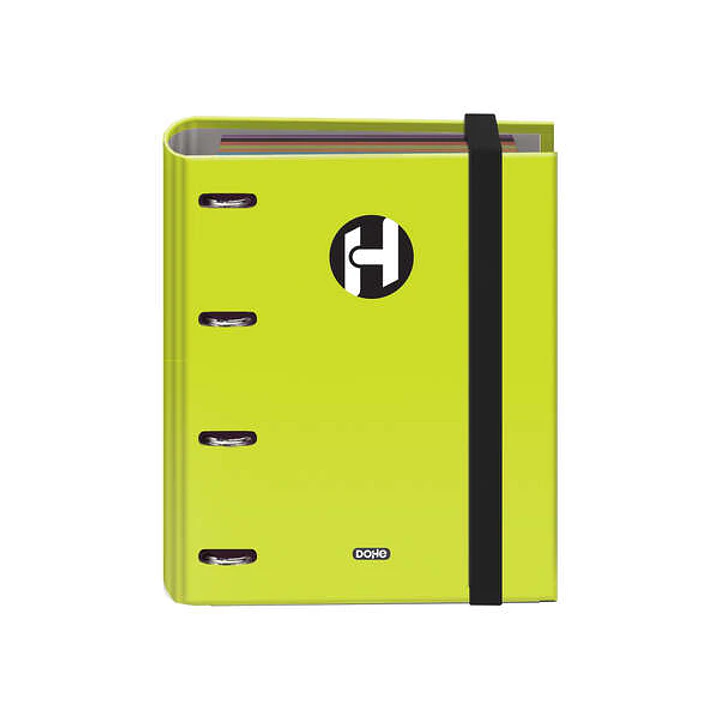 Dohe Serie Icon Carpeta de 4 Anillas Formato A5 con Recambio de 100 Hojas de 90 gr y 4 Taladros - Cierre con Goma Elastica - Anillas de 25mm - Color V 1