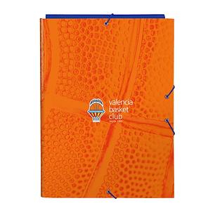 Safta Valencia Basket Carpeta con 3 Solapas - Tapas Duras Forradas - Cierre con Gomas - Resistente - 260x25x335mm - Color Naranja