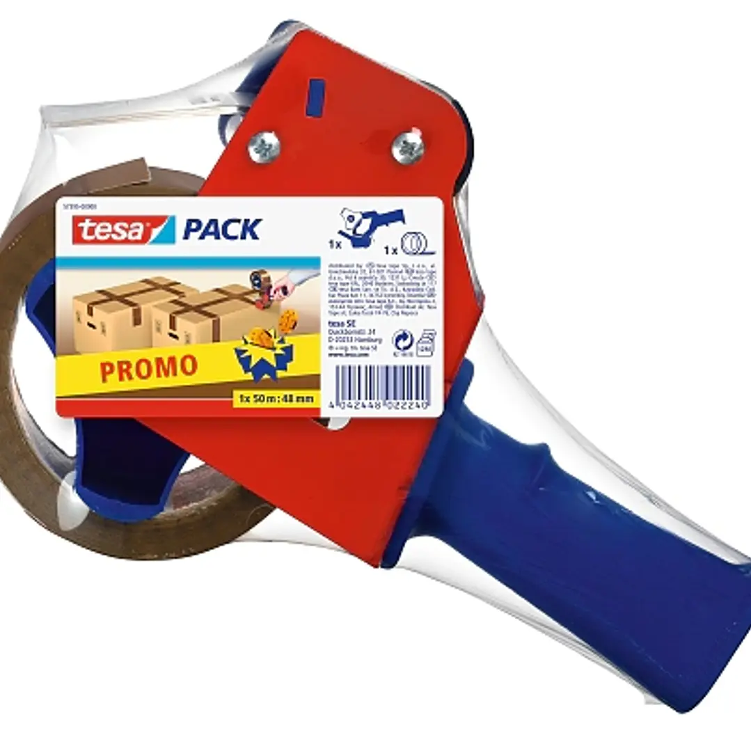 Tesa Pack de Precintadora + 1 Rollo de Precinto Marron 48mm x 50 Metros 1