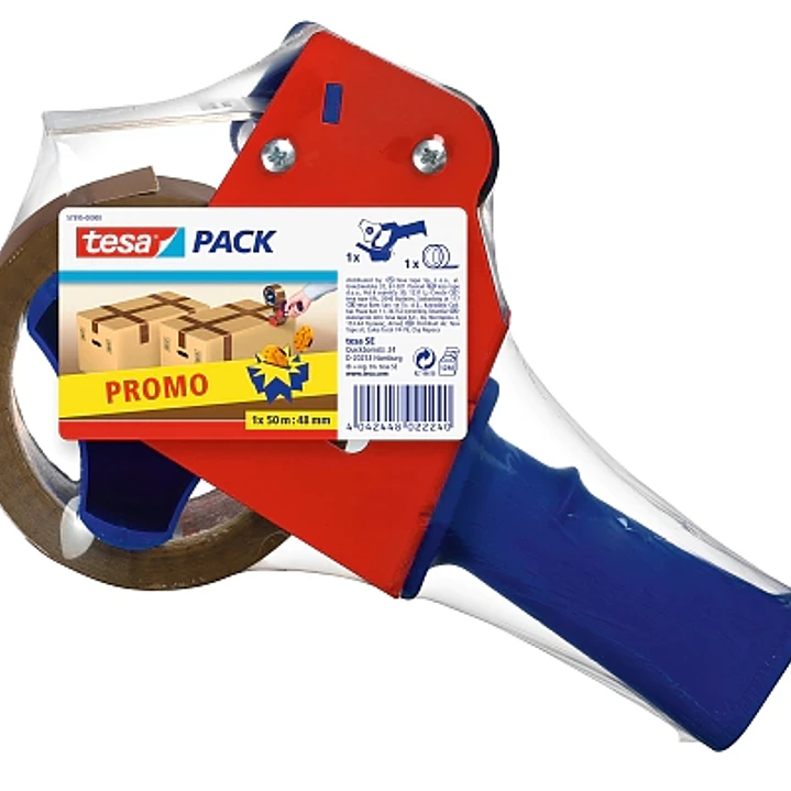 Tesa Pack de Precintadora + 1 Rollo de Precinto Marron 48mm x 50 Metros 1