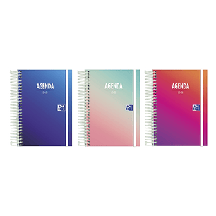 Oxford Gradient Agenda Escolar 25/26 Espiral Dia Pagina - Tamaño 8º - Tapa Extradura - Esquinas Microperforadas - Espacio para Notas - Cierre con Goma