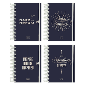 Oxford So Chic Agenda Escolar 25/26 Espiral Dia Pagina - Tamaño 8º - Tapa Extradura - Esquinas Microperforadas - Espacio para Notas - Cierre con Goma 