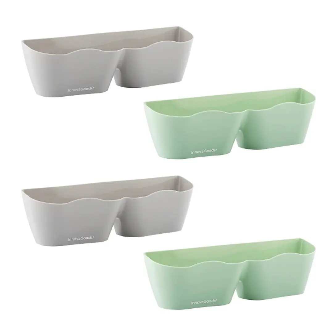 Innovagoods Shohold Pack de 4 Zapateros Adhesivos - Multiposicion - 25.5x7.5x7.5cm - Color Verde y Gris 1