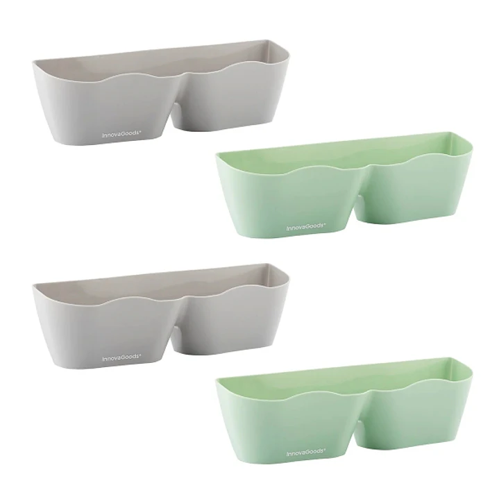 Innovagoods Shohold Pack de 4 Zapateros Adhesivos - Multiposicion - 25.5x7.5x7.5cm - Color Verde y Gris 1