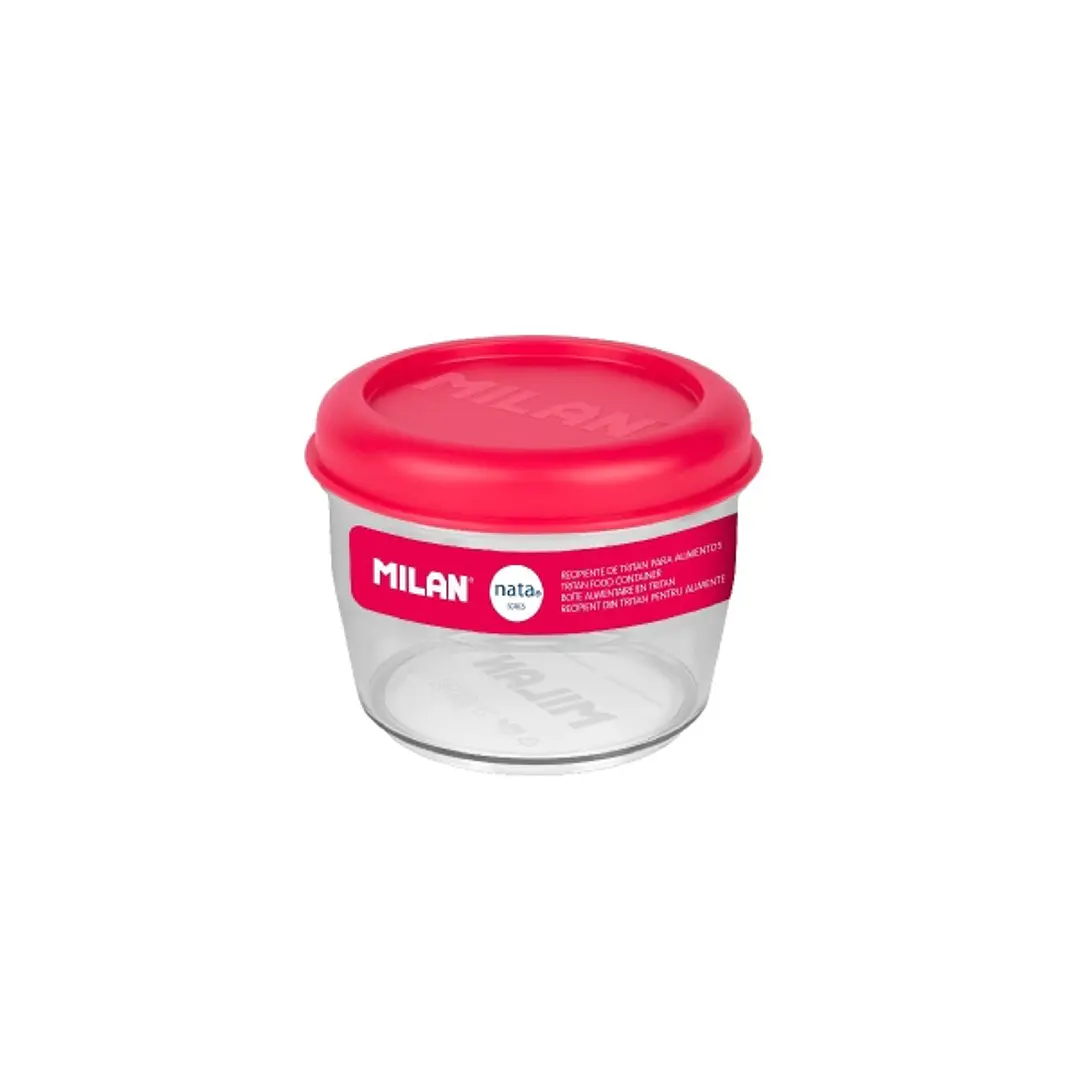 Milan Coleccion Nata 624 Fiambrera Hermetica de Tritan Redonda 0.5L - Apta para Microondas, Lavavajillas y Congelador - Libre de BPA - Medidas 12 Ø x  1