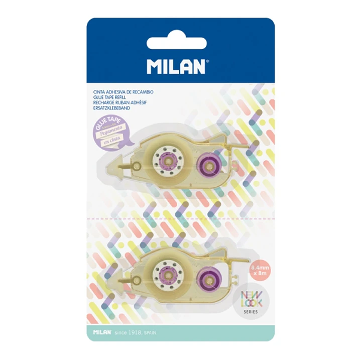 Milan Pack de 2 Recambios de Cinta Adhesiva para Serie New Look - 8.4mm x 8m - Color Transparente 1