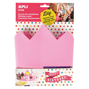 Apli Kids Corona de Cumpleaños de Goma EVA - Incluye Numeros Adhesivos del 0 al 9 y 24 Formas de Goma EVA Adhesiva con Purpurina - Ajustable y Reversi