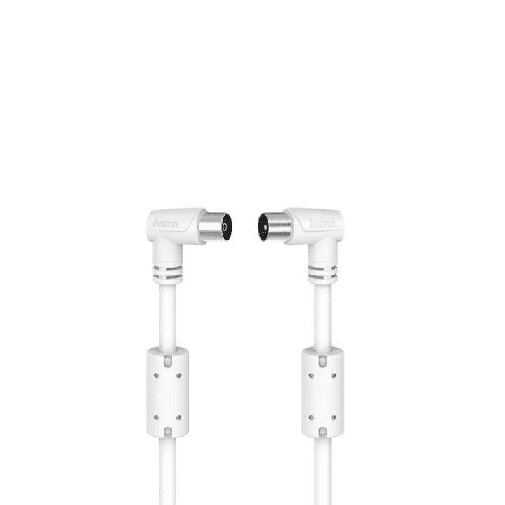 Hama Essential Cable Coaxial de Antena Macho/Hembra - Acodado - Longitud 3m- Triple Blindaje - Apantallamiento 90dB - Impedancia 75Ohm - Color Blanco 1