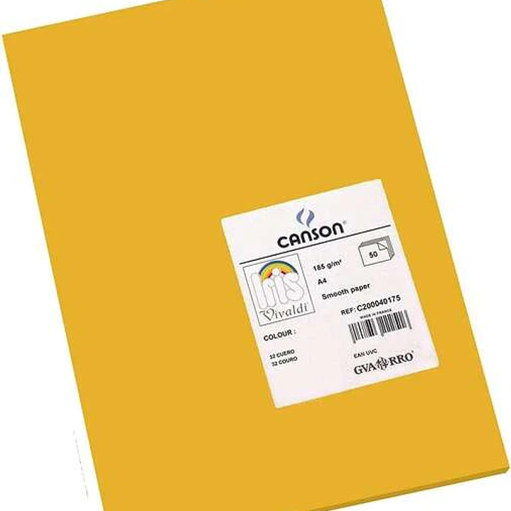 Canson Guarro Pack de 50 Cartulinas Iris A4 de 185g - 21x29.7cm - Color Cuero 1