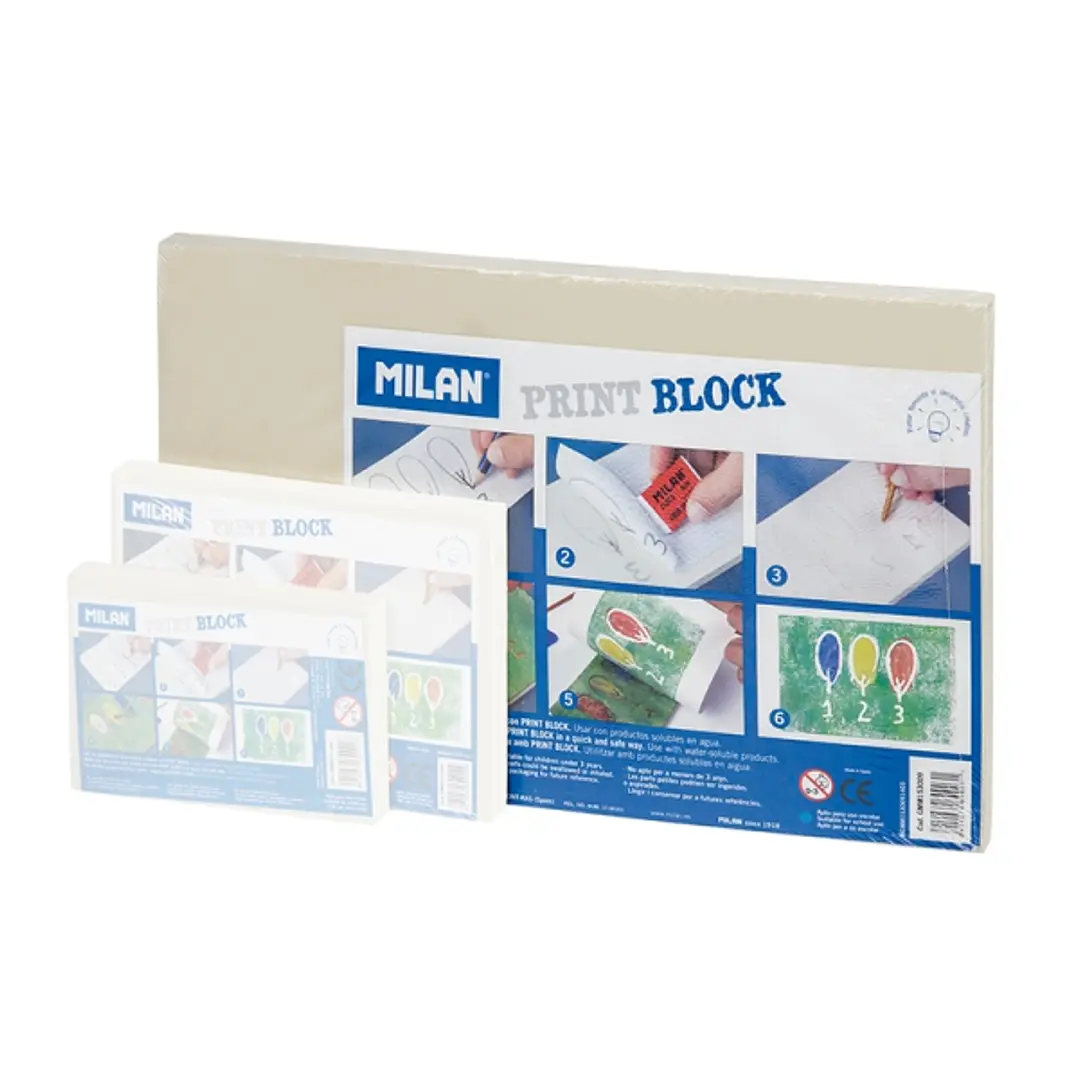 Milan Print Block Plancha de Grabado - Formato L - 15x30x0.9cm - Color Blanco 1