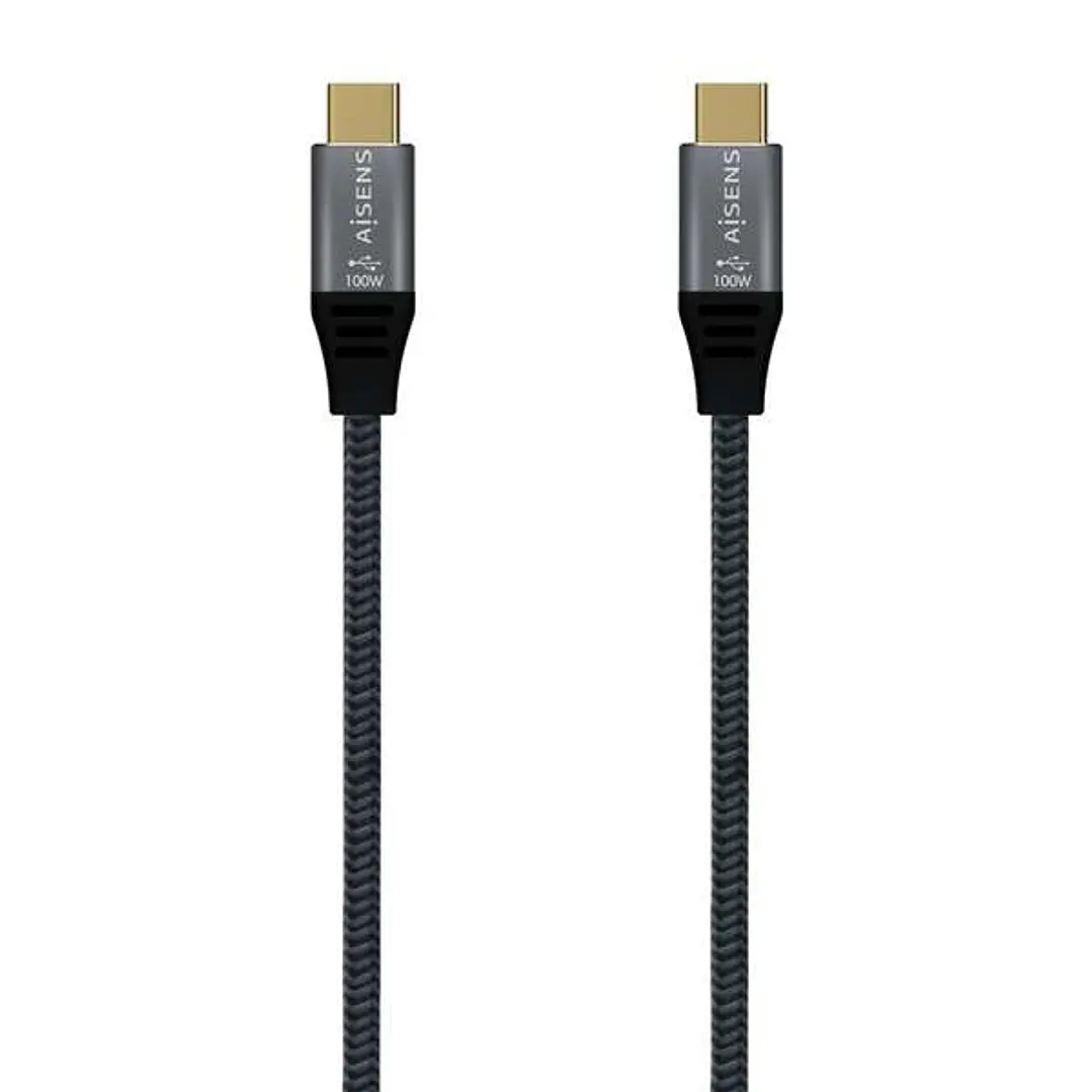 Aisens Cable USB 3.2 Gen2x2 Aluminio 20Gbps 8K@30Hz 5A 100W E-Mark, Tipo USB-C/M-USB-C/M - 0.6m - Color Gris 1