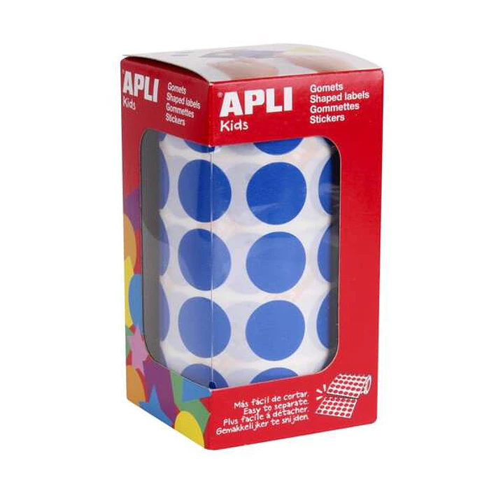 Apli Rollo de 1770 Gomets Redondos Azules - Ø 20mm - Adhesivo Permanente - Desarrolla Habilidades y Capacidades en Niños 1